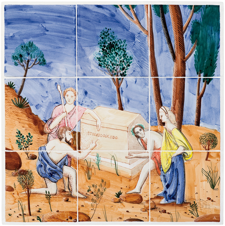 [Alexandro Júlio de Oliveira Cerveny] São Paulo – SP, 1963<br><i> Kunst Zeit Freiheit (Arcádia)</i><br>  pintura sobre azulejo<br> 48 × 48 cm, 2006<br> Cortesia Galeria Casa <br>Triângulo, São Paulo – SP