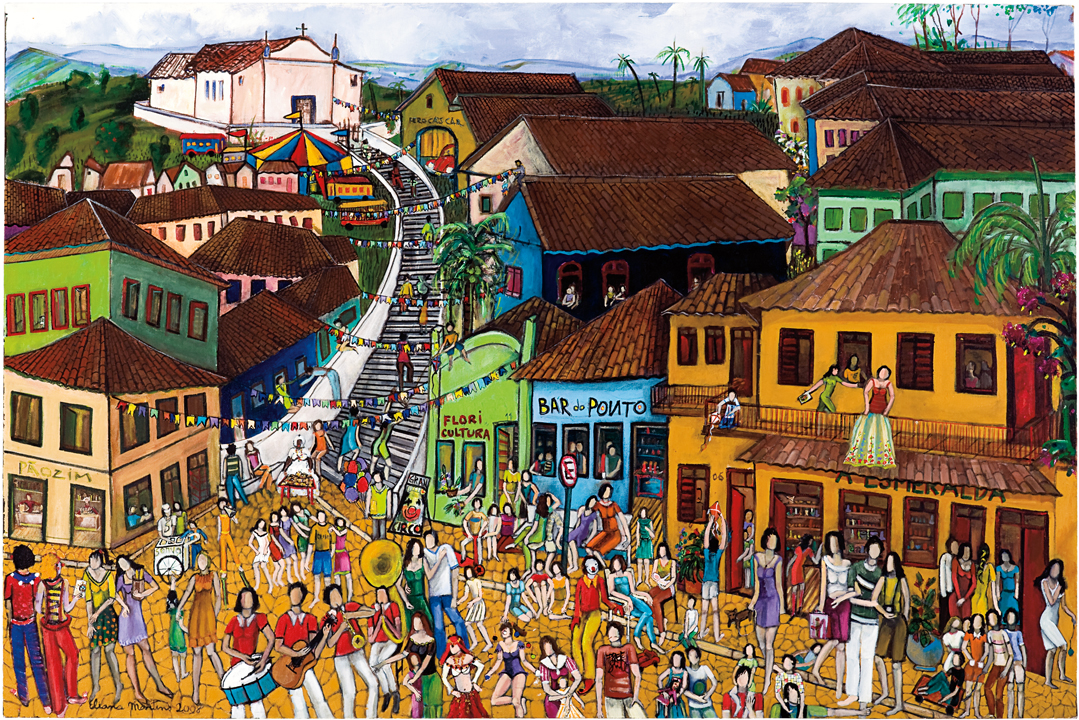 [Eliana Silveira de Andrade] Ponte Nova – MG, 1943<br><i>Cidade de Interior</i><br>Acrílica sobre tela<br> 100 × 151 cm