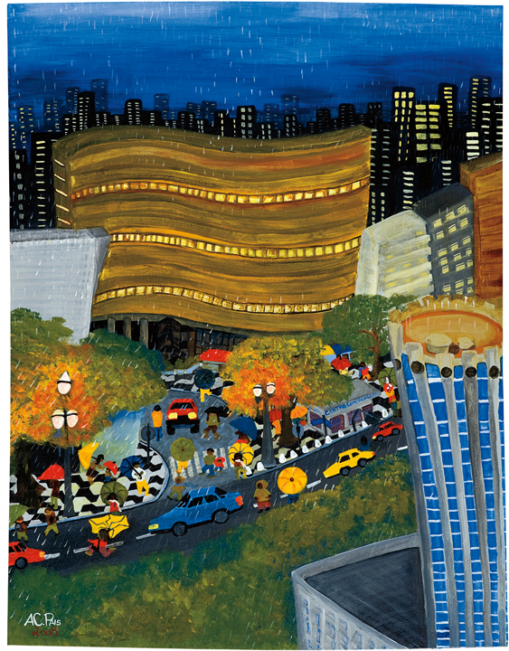 [Ana Carolina Pais de Souza] São Paulo – SP, 1983<br><i>Tarde de Chuva</i> <br>Acrílica sobre tela<br> 90 × 69 cm