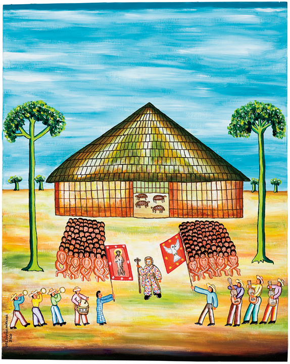 [Valdivino Augusto de Miranda] Itiquira – MT, 1965<br><i>O Encontro</i><br>Acrílica sobre tela<br> 76 × 61 cm