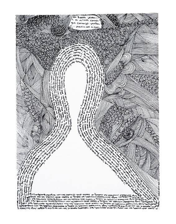 [Serena Pais de Souza] São Paulo – SP, 1981<br><i> Poema Perdido</i><br>Nanquim sobre Papel<br>32 × 25,5 cm