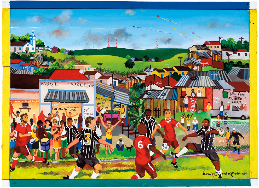 [Daniel Firmino da Silva] Ribeirão Bonito – SP, 1951<br><i>Futebol Nosso de Cada Dia N°1</i><br>Óleo sobre tela<br>54,5 × 75 cm