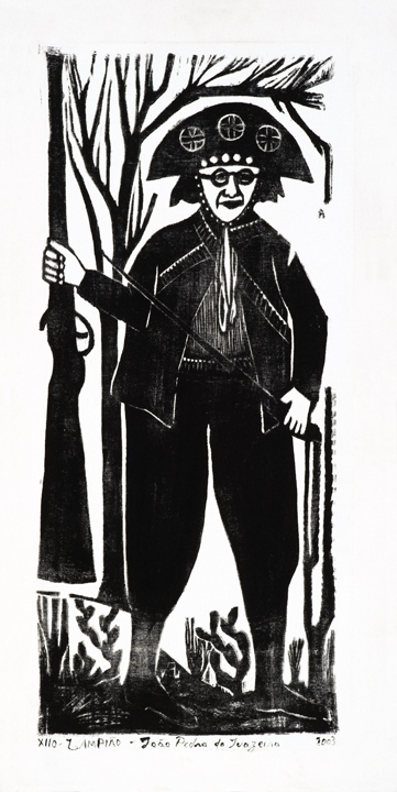 [João Pedro de Carvalho Neto] Ipaumirim – CE, 1964<br /><i>Lampião</i><br />Xilogravura<br />80 × 40