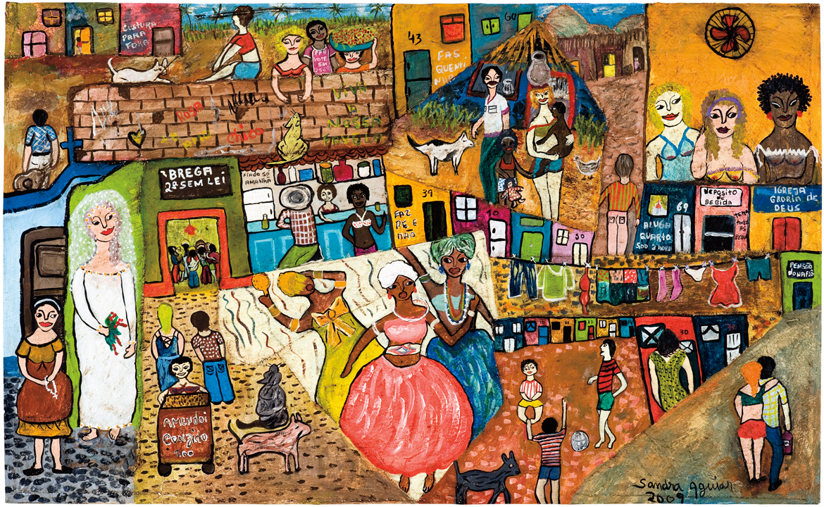 [Sandra Pereira Peixoto de Aguiar] Nazaré – BA, 1960<br><i>Favela Alegre</i><br> Mista<br> 72 × 113 cm 
