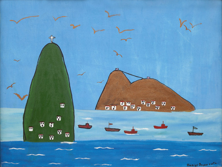 Danbeco[Daniel Becher Costa, Rio de Janeiro, RJ, 1983]Vista da Baía. Acrílica sobre tela, 63×83 cm.